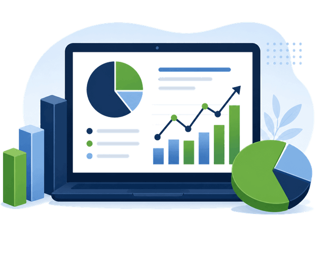 Illustration of moving industry trends and statistics charts